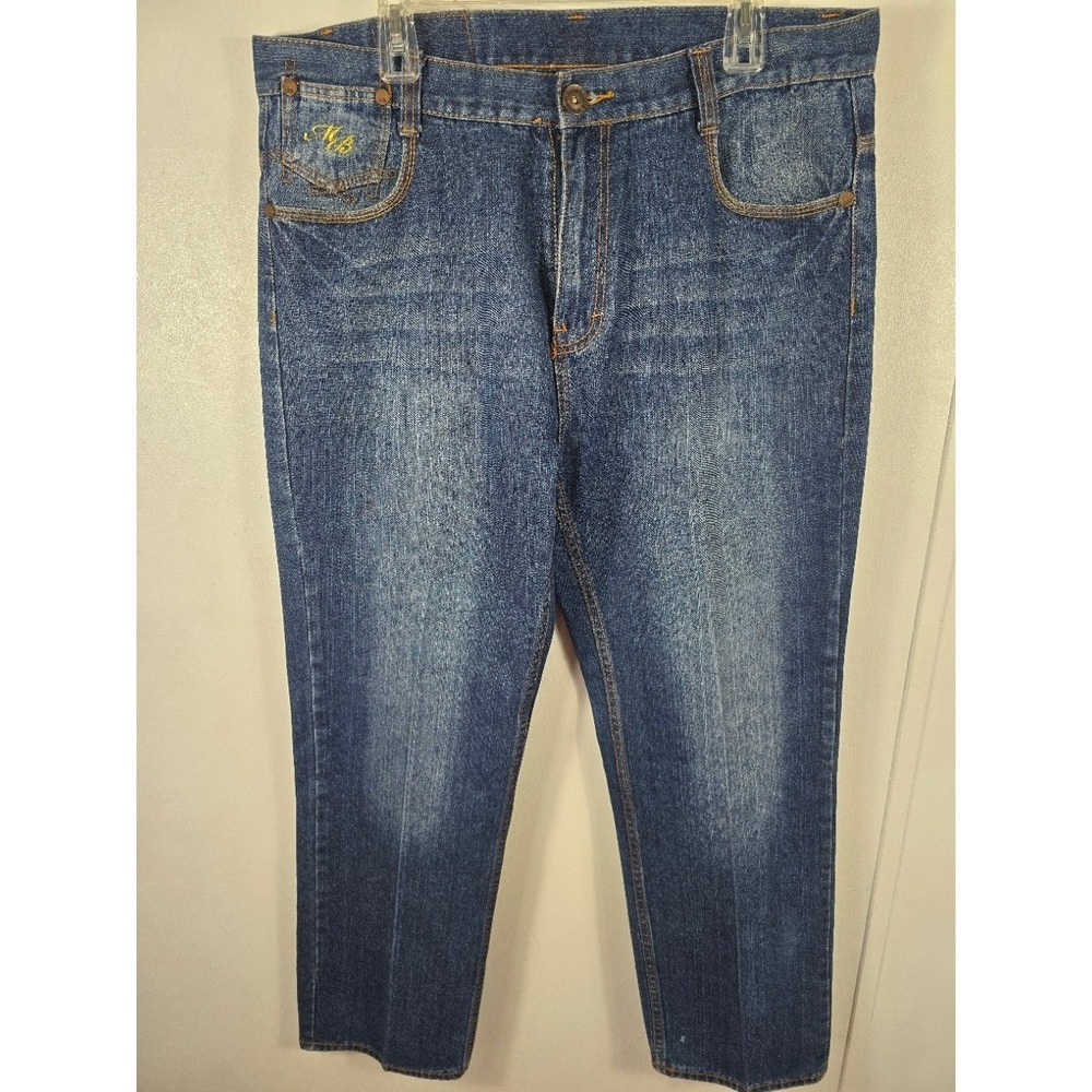 Makaveli Branded Men's Jeans‎ Size 38 Embroidered Back Pockets Hip Hop Denim